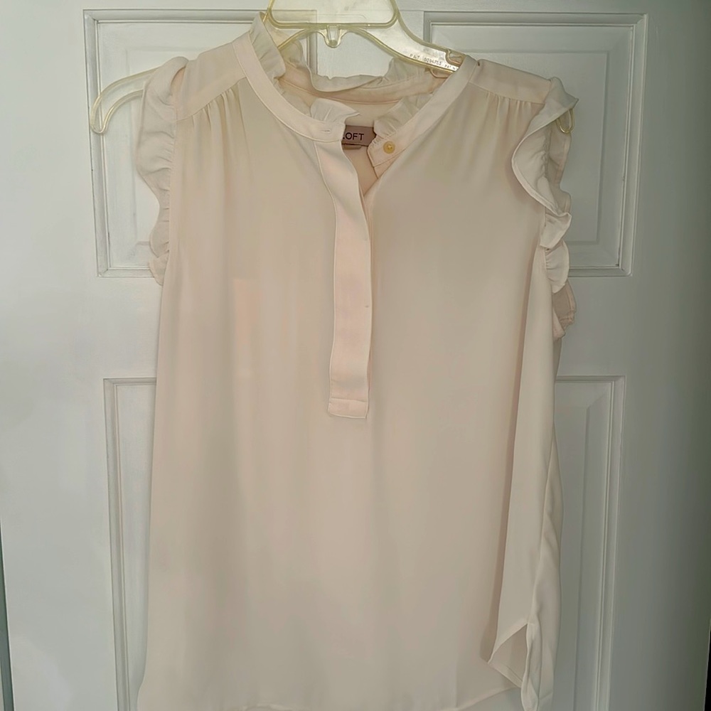 Loft, cream, sleeveless blouse